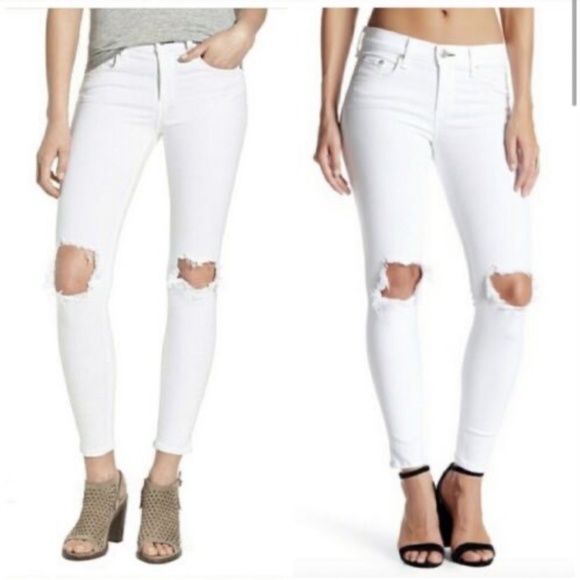 Rag and Bone White Distressed Capri Jeans sz 26 - Picture 3 of 5